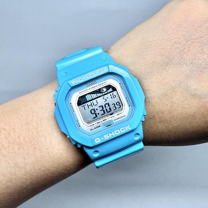G-SHOCK G-LIDE GLX-5600A Preloved Authentic  Warna Biru Size 42mm Condition 80% minus kaca baret hal