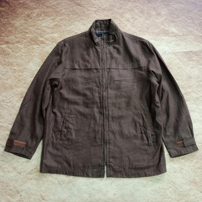 Jaket harrington vintage suede pria FIRST DOWN coklat size XL murah bagus