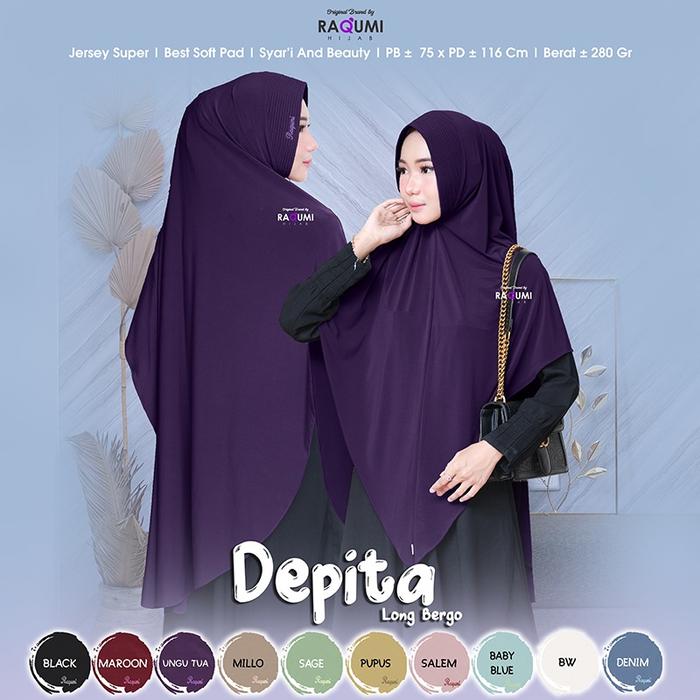 jilbab instan jumbo depita long bergo ori raqumi