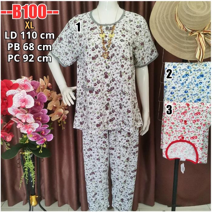 Grosir Babydoll BKH Baju Tidur Jumbo XL Busui Full Kancing Depan B100
