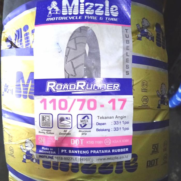 Paketan Ban MIZZLE 110/70-17 & 130/70-17 ROAD RUNNER TUBELESS BAN MOTOR SPORT
