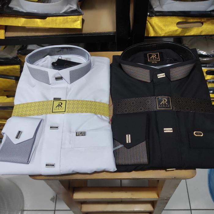 Jubah Alraz Alraz Putih Hitam Manset Premium