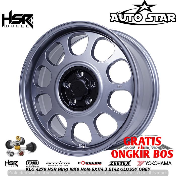 velg mobil racing aloy klg R18 pcd 5x114,3 lebar 8 offset 42 glossy grey cocok untuk mobil lphard, A