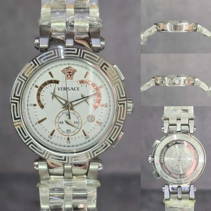 Jam Tangan Pria Versace Chronograph Round Chain Full Set