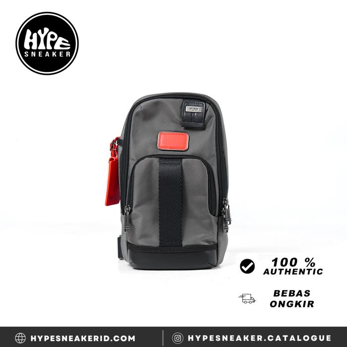 Tas TUMI HIGGIN DOUBLE ZIP GREY RED CROSS BODY BAG 100% ORI