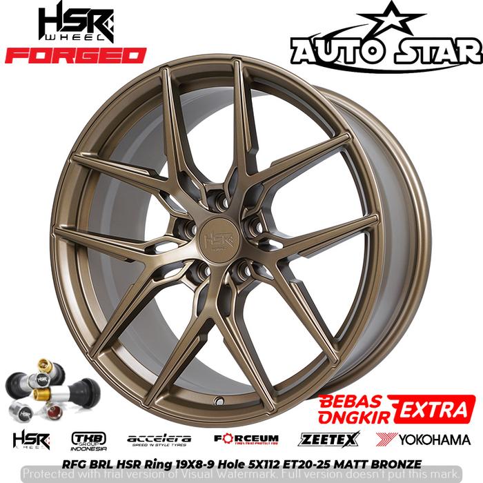 velg mobil hsr forged brl R19 lubang pcd 5x112 lebar 8/9 offset 20/25 warna bronze cocok untuk mobil