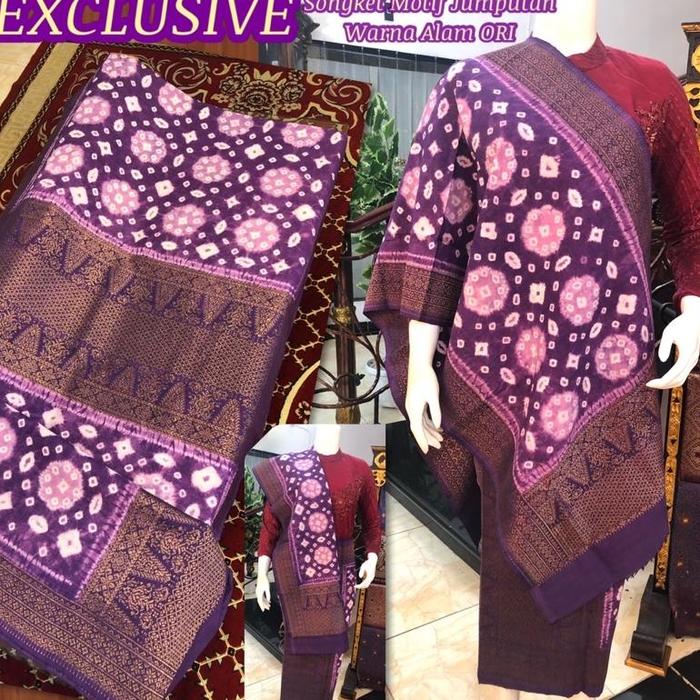 NEW EXCLUSIVE Songket Motif Jumputan ORI /Ungu Tembaga /songket tenun