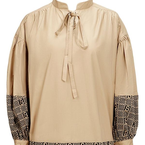 BUTTONSCARVES Monogram Ploid Blouse - Beige