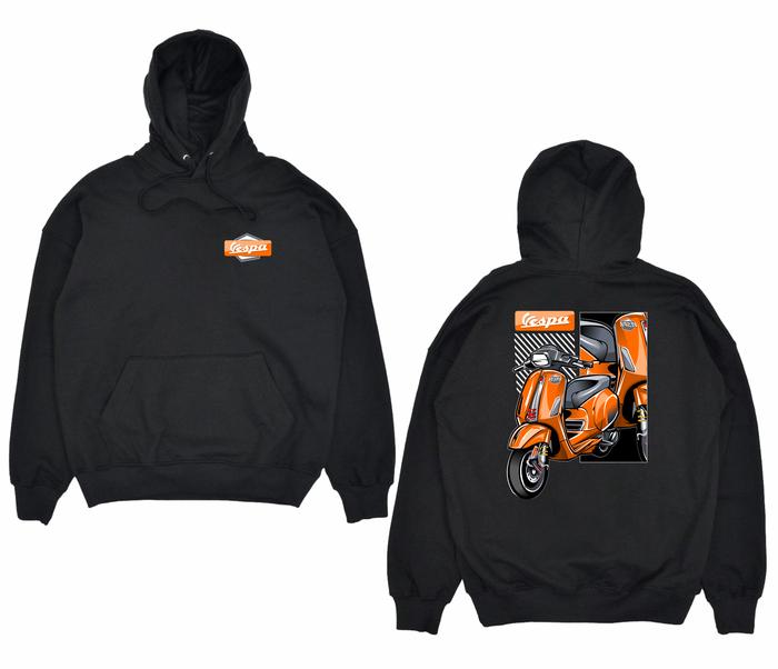 JAKET HOODIE MOTOR VESPA MATIC ORANGE BIG SIZE JUMBO