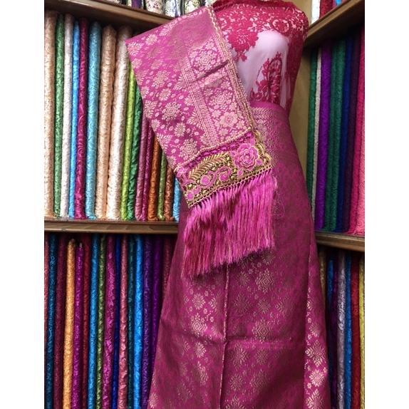 NEW COMBO Bahan renda semi perancis + kain songket mesin dengan