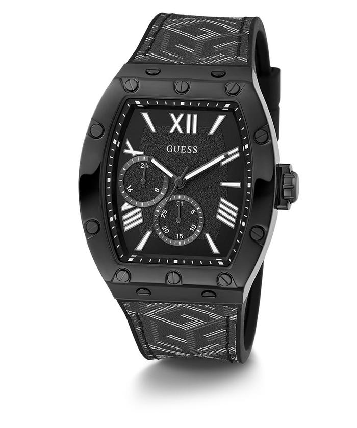 GUESS GW0645G2 Jam Tangan Pria FALCON Rubber Leather Black Original Garansi