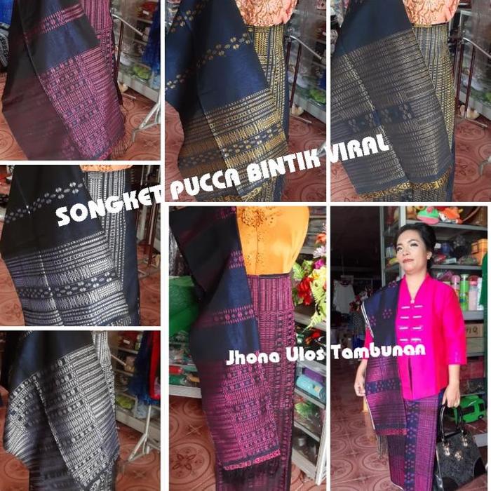 NEW Songket Bintik Bunga Pucca Navy Nauli Batak Pesta