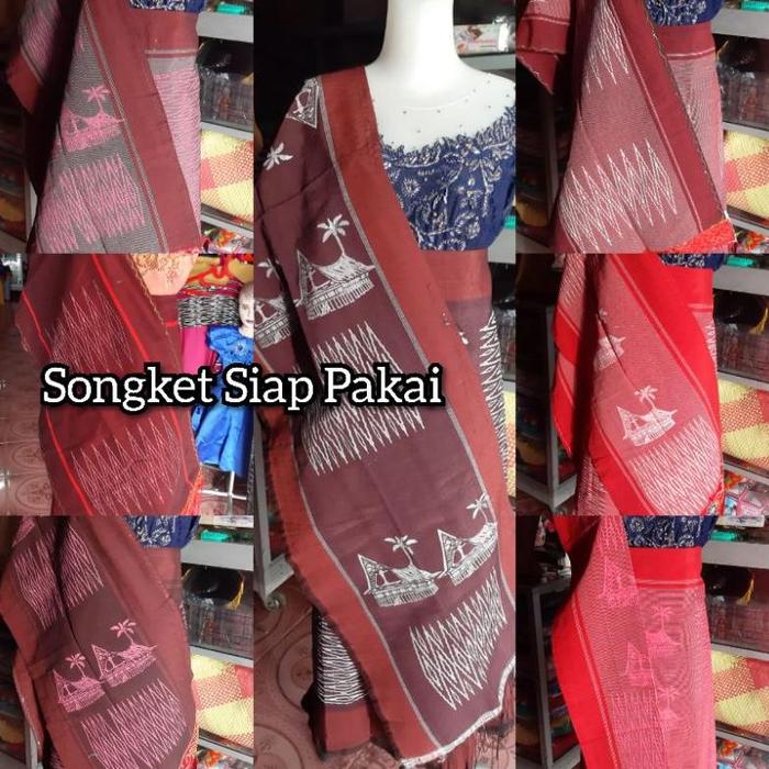 NEW SONGKET SIAP PAKAI SELENDANG BORDIR CANTIK SONGKET SIBOLANG RASTA