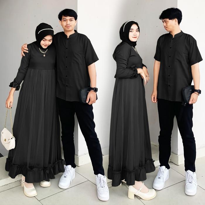 Yt TA Couple Cp Maxi Azura Kaftan Black Matt batik sutra + seruti