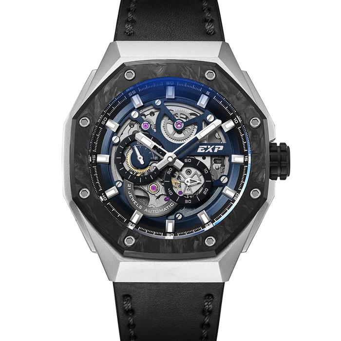 EXPEDITION EXP E6818M /6818 M TITANIUM MECHANICAL SKELETON CARBON BEZEL 45 MM ( PRIA )