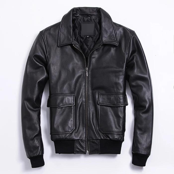 jaket kulit flight asli domba super terbaru - leather jacket original
