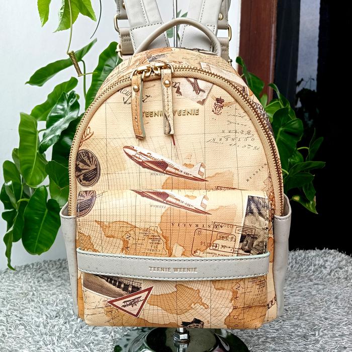 Preloved tas ransel wanita Weenie Teenie kulit asli bermotif mewah keren