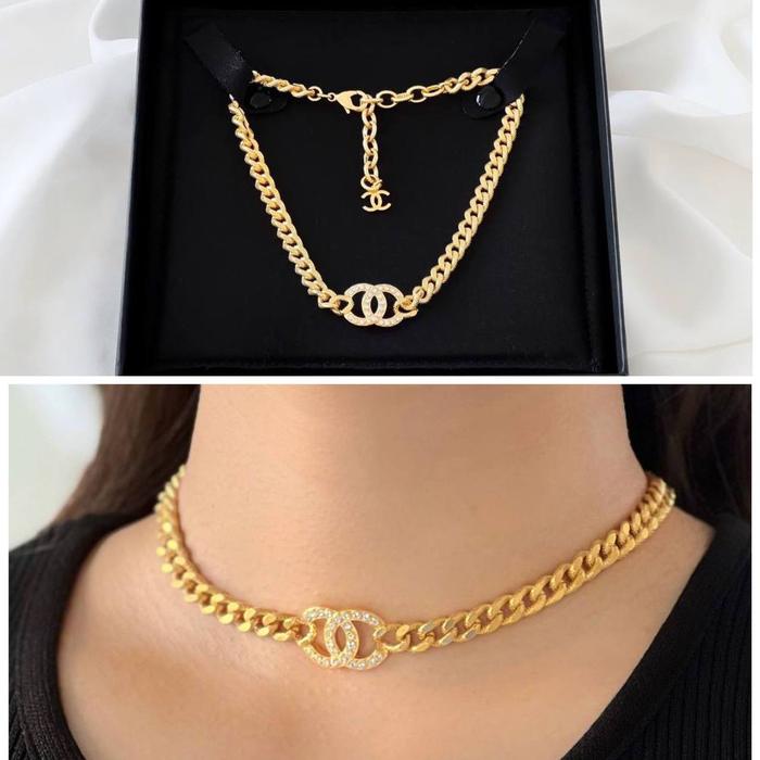 Chanel choker necklace crystal ghw