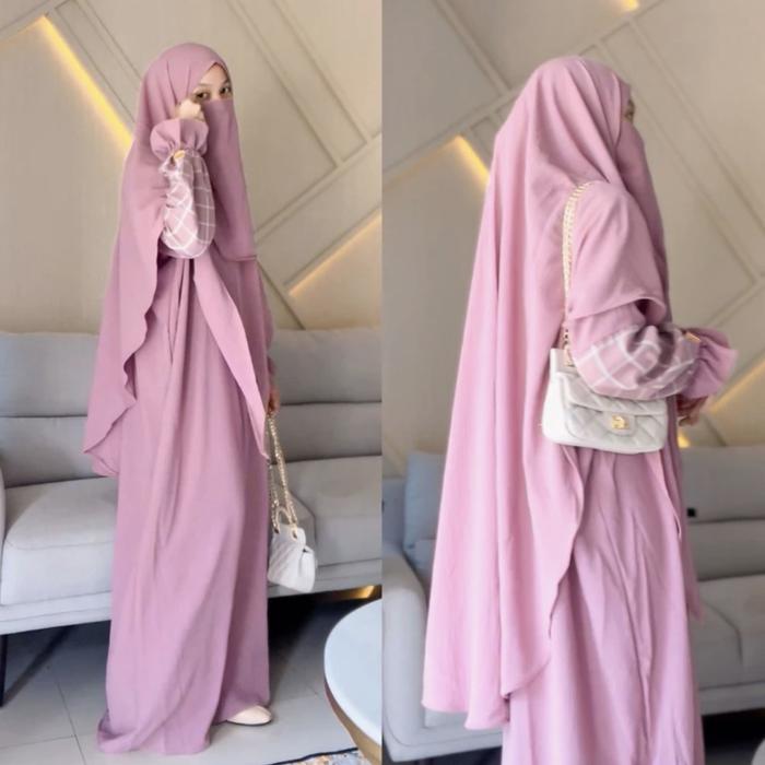 One Set Marwa (Abaya+Bergo Free cadar) Abaya Set Hijab Cadar