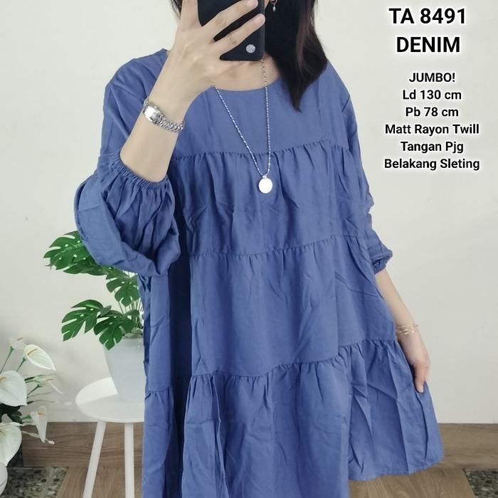 atasan umpak rayon twil jumbo ld 130 denim,navy,gula,maron,ungu,bata