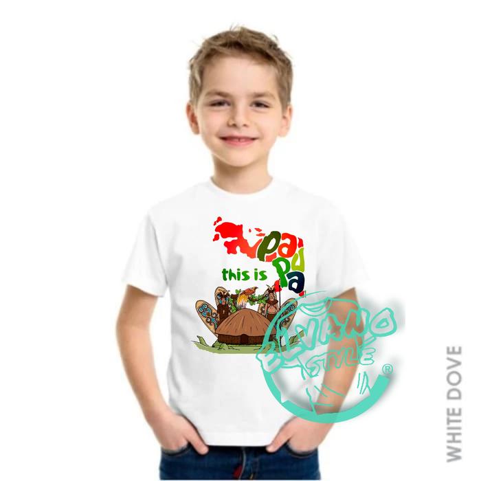 Kaos Anak laki-laki dan Perempuan Unisex Lengan pendek Motif Culture Papua Indonesia