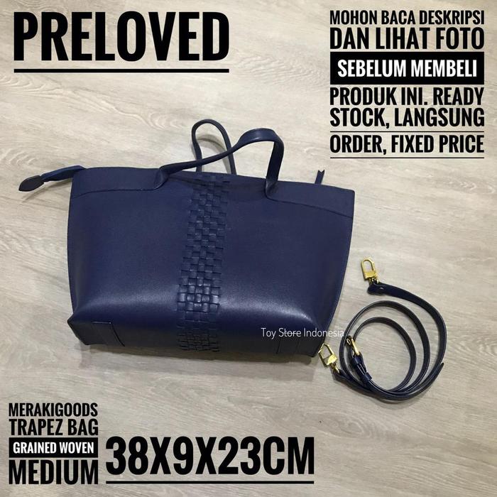PRELOVED - MERAKI GOODS TRAPEZ BAG GRAINED WOVEN MEDIUM IN NAVY VERY GOOD CONDITION TAS KULIT ASLI H