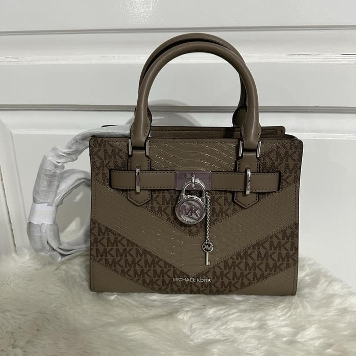 tas wanita mk hamilton croco small satchel in