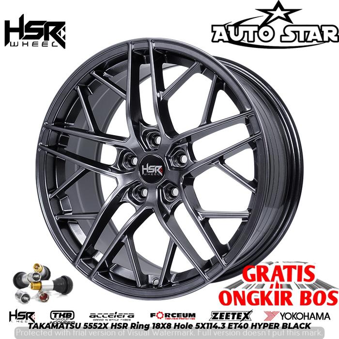menjual velg mobil hsr takamatsu R18 pcd 5x114.3 hyper black cocok untuk mobil  Carnival, Optima, Se