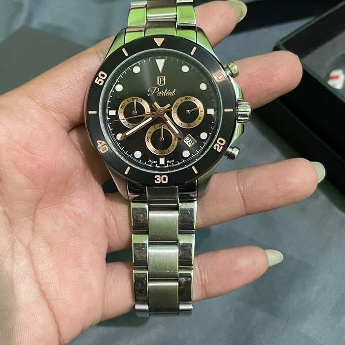 Jam Tangan Pria Parlent Poseidon Original Silver Brown Stainless Steel WaveMaster