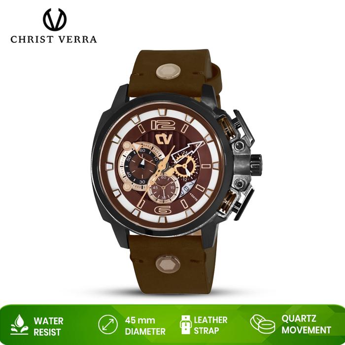 Jam Tangan Pria Christ Verra CV C 29940G-26 BRN Original Resmi