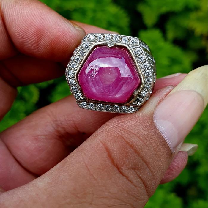NATURAL PINKISH RED RUBY STAR CRYSTAL SERAT FATWA BURMA MYANMAR 33 CT