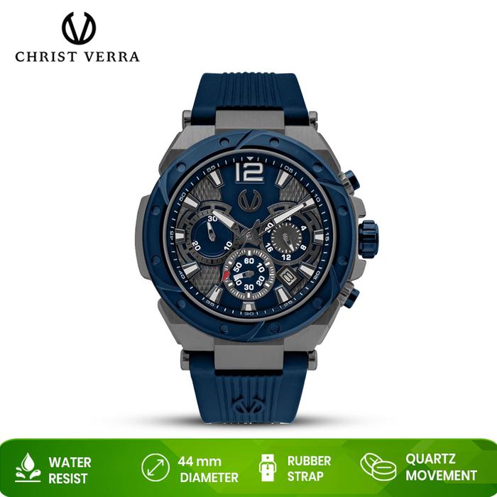 Jam Tangan Pria Christ Verra CV 53604G-3C GUN/BLU Original Resmi