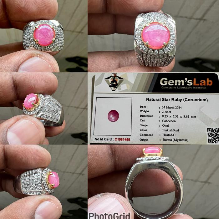 Cincin Batu Ruby birma natural Ruby star Burma batu Ruby Burma star ring