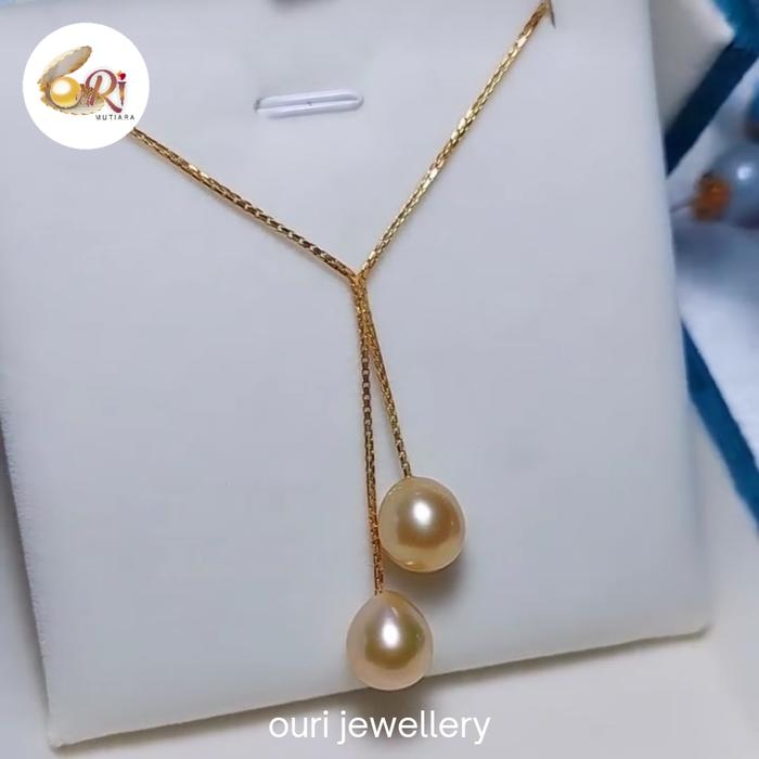 kalung emas 16 karat mutiara laut grade A asli lombok