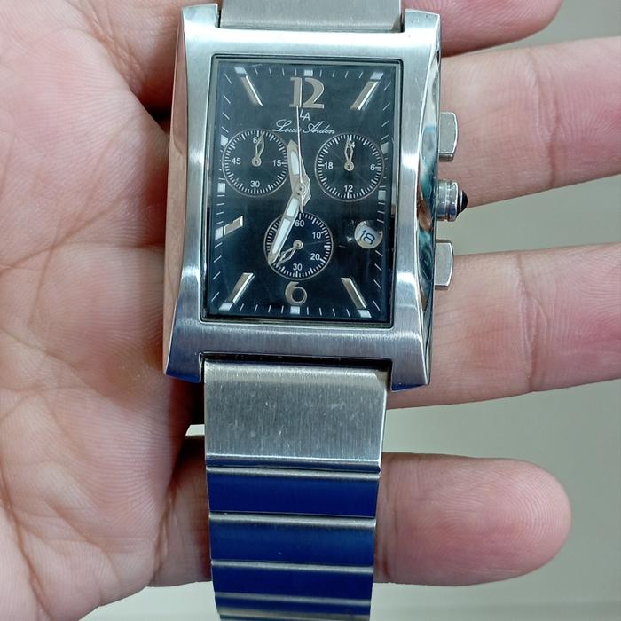 jam tangan louis arden quarz chronograph stainles steel klasik elegant vintage