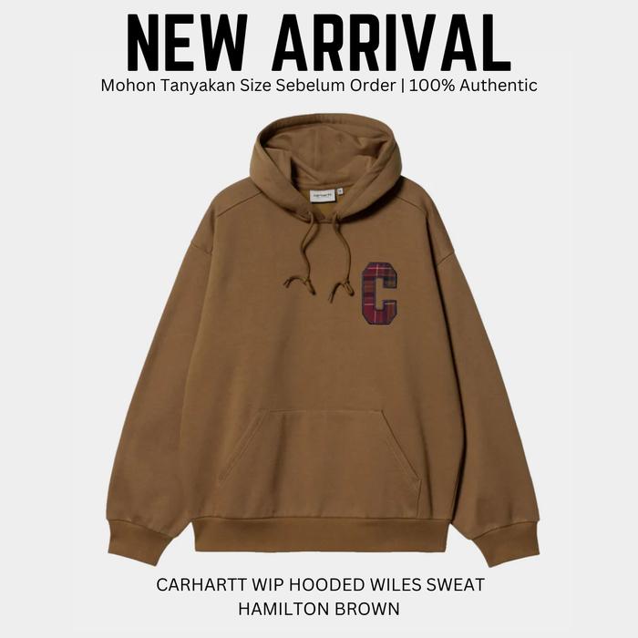 CARHARTT WIP HOODED WILES SWEAT HAMILTON BROWN HOODIE PRIA & WANITA ORIGINAL 100 %