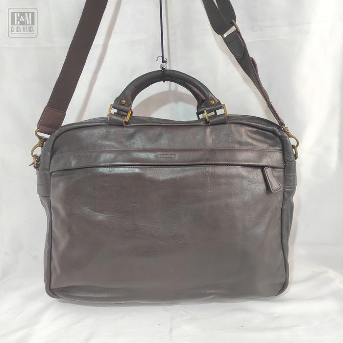 Ssamzie Dark Brown Genuine Leather Briefcase Bag Preloved