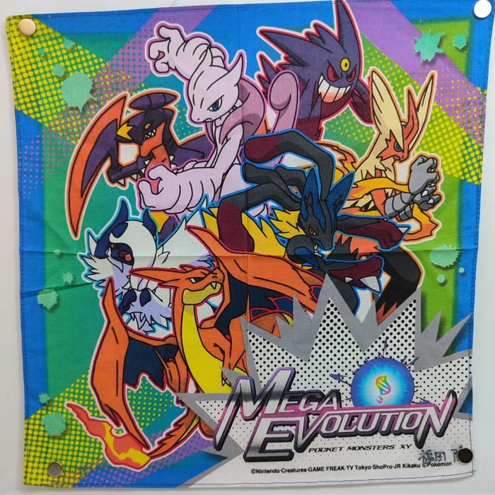 pokemon mega evolusi cute sapu tangan preloved 30x30cm