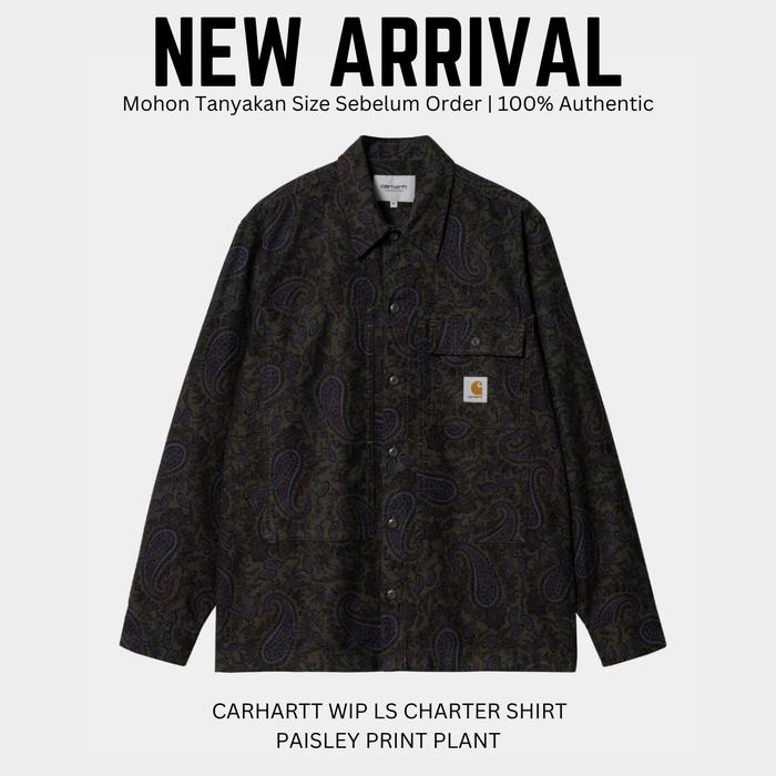 CARHARTT WIP LS CHARTER SHIRT PAISLEY PRINT PLANT KEMEJA BATIK PRIA ORIGINAL 100 %