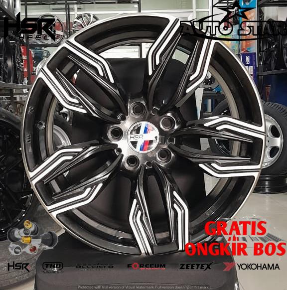 MENJUAL VELG MOBIL HSR SPORTLICH R18 PCD 5X120 LEBAR 8/9 OFFSET 32 BLACK POLIS COCOK UNTUK MOBIL BMW