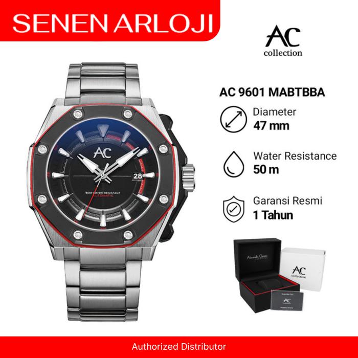 Jam Tangan Pria Alexandre Christie AC 9601 Automatic Original - Silver Black