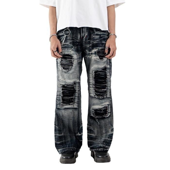 Denimitup H1 Baggy Biker Jeans Smoke Grey
