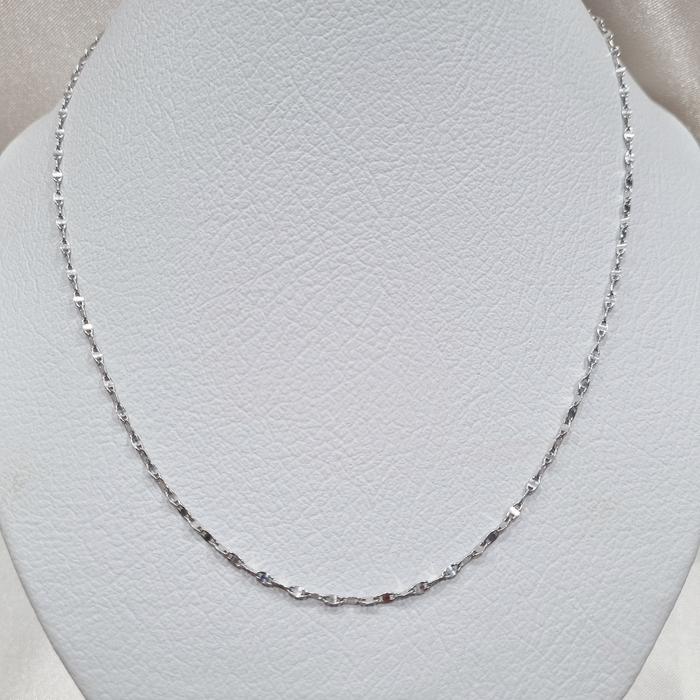 17K / 2.95 gr / 46 cm - Kalung Rantai Polos Model Toscano Emas Putih Asli Kadar 75% 750 - PJ