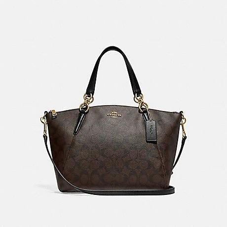 Shoulder bag F28989 Signature Small Kelsey Brown Black