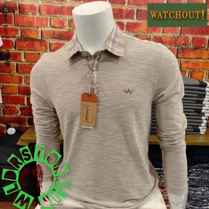 kaos wangki pria lengan panjang brand WATCHOUT CASUAL`WK300190006.BEIGE