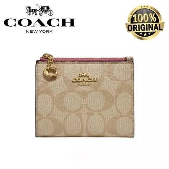 F78002 Signature Snap Card Case Wallet - Khaki