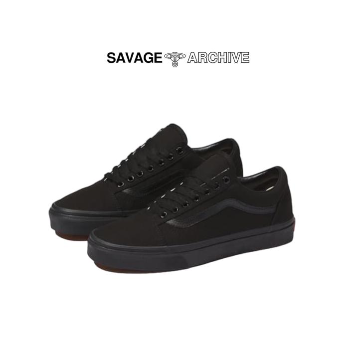 VANS OLDSKOOL CLASSIC ALL BLACK (VAULT OG SEPATU SK8 HI CHECKERBOARD)