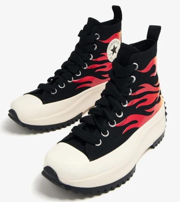 Converse Run Star Hike Bold Flame Flames Archive Print Platform Noir