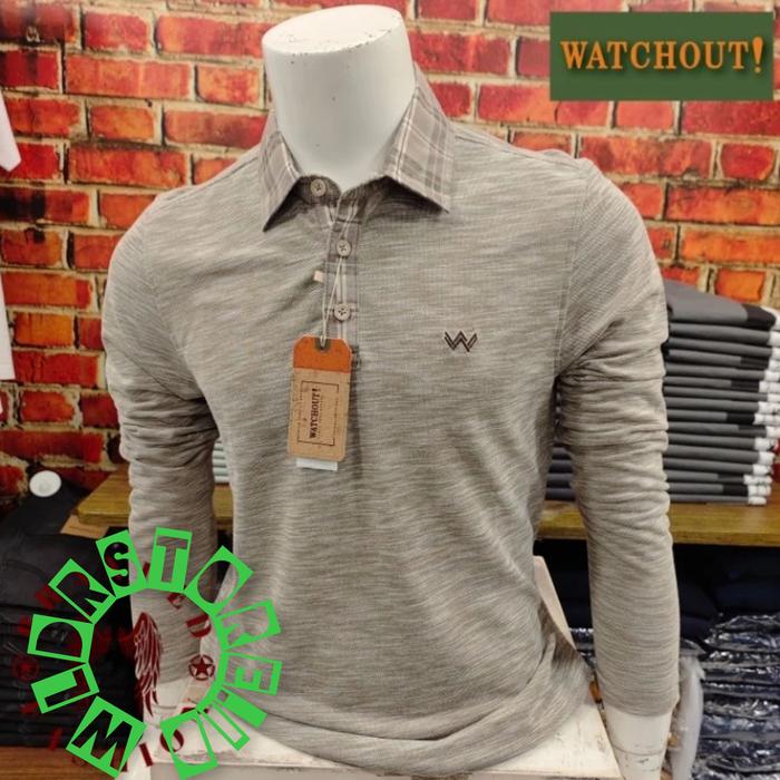 kaos wangki pria lengan panjang brand WATCHOUT CASUAL ORIGINAL`WK300190009.OLIVE