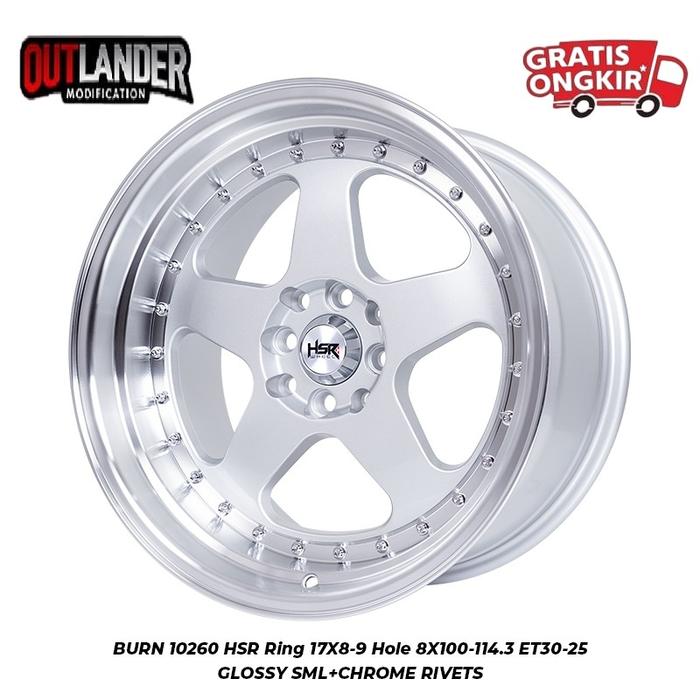 Velg Mobil Etios Calya Ayla Livina Ring 17 Hsr Wheel Burn Pcd 4x100 4x114,3 Silver